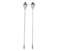 Kueohse Lot de 2 cuillères à mélanger professionnelles en acier inoxydable avec 2 outils de bar à cocktail professionnels (12) Design en forme de goutte d'eau de style japonais