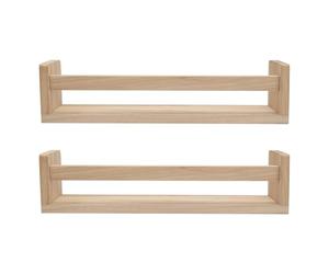 Kueohse Lot de 2 étagères murales flottantes en bois naturel pour enfants, pour salle de bain, cuisine
