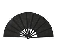 Kueohse Lot de 2 grands éventails pliants en nylon - Éventail chinois - Noir - Décoration pliable - Pour les fêtes