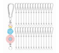 Kueohse Lot de 20 porte-clés avec perles, porte-clés avec perles vierges, porte-clés en métal avec perles pour bricoler des pendentifs et des bijoux A