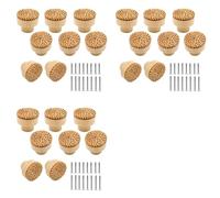 Kueohse Lot de 24 Boutons en Rotin Boho pour Tiroirs de Commode Boutons D'Armoire en Bois pour Décoration en Osier Poignées de Tiroir en Rotin Boho (Naturel)