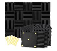 Kueohse Lot de 24 Panneaux Acoustiques en Mousse 1 X 12 X 12 Pouces Panneaux Antibruit Insonorisants pour Studio D'Enregistrement à Domicile