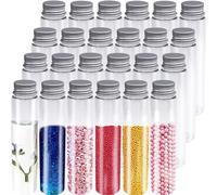 Kueohse Lot de 24 tubes à essai de 110 ml en plastique transparent avec capuchons, récipients à sels de bain avec fond plat pour bonbons, bonbons à mâcher