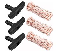 Kueohse Lot de 3 Cordes de Traction de 3,5 mm (10 Pi) avec Poignée de Démarrage, Cordes Tressées à Haute Résistance à la Traction pour Tondeuses à Gazon
