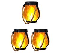 Kueohse Lot de 3 Lanternes Solaires à Flamme pour Décoration de Jardin ou de Cour, Lampe Suspendue Décorative