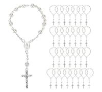 Kueohse Lot de 30 chapelets de perles artificielles pour baptême, baptême, communion, communion