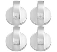 Kueohse Lot de 4 boutons de cuisinière, boutons de four (4 pièces), 6 mm, universel, argenté, boutons de commande pour cuisinière à gaz, adaptateur de four, interrupteur rotatif, verrouillage de