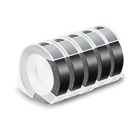 Kueohse Lot de 5 Rubans D'éTiquettes pour de Gaufrage 12 Mm ÉTiquettes de Gaufrage 3D, Blanc sur Noir pour DM1595 Organizer Xpress Pro