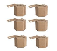 Kueohse Lot de 50 boîtes à bonbons hexagonales en papier kraft avec cordon et étiquette - Accessoires de fête de mariage