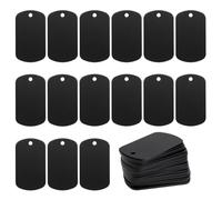 Kueohse Lot de 50 ébauches de tampon en métal noir pour tamponnage, gravure, ébauches de tampon en aluminium, porte-clés, plaque de chien, durable, facile à utiliser