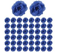 Kueohse Lot de 50 têtes de rose en soie pour chapeau, vêtements, album de décoration, (bleu foncé)