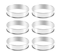 Kueohse Lot de 6 anneaux de cuisson ronds en acier inoxydable pour muffins et tartes - Moule en métal - Double pain plat roulé - Rond