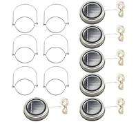 Kueohse Lot de 6 couvercles solaires en verre - 20 LED - Fée - Étoile lumineuse - Couvercle - 6 cintres pour vêtements inclus (bocaux non inclus)