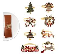 Kueohse Lot de 8 anneaux de serviettes de Noël - Pour la décoration de Noël - Boucle de
