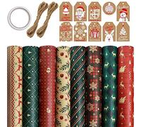 Kueohse Lot de 8 feuilles de papier cadeau pour Noël, anniversaire, fête, emballage cadeau