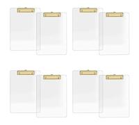 Kueohse Lot de 8 Presse-Papiers en Acrylique Transparent avec Clip Doré, Format Lettre A4 8,8 X 12,2, Fournitures Scolaires et Domestiques, Fournitures de Bureau