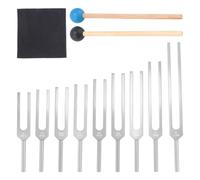 Kueohse Lot de 9 diapasons - 174/285/396/417/528/639/741/852/963 Hz, diapason - Kit d'outils de guérison des chakras - Argenté