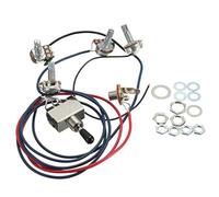 Kueohse Lp Micros Guitare ÉLectrique Kit de Câblage 2T2V 500K Pots Commutateur à 3 Voies avec Prise pour Dual Humbucker les Pual Style Remplacement de Guitare, Casquette Noire