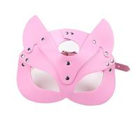 Kueohse Masque de chat pour femme Demi- Masque de chat en cuir Oreilles de chat Masque Cosplay Costume Pièces de rechange Accessoires Rose
