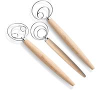 Kueohse MéLangeur de Pain Fouet de Pâte Danois, 3 PièCes Fouet Hollandais en Acier Inoxydable pour Gâteau Dessert Pain Pizza Pâtisserie Cuisine Outil de Cuisson