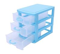 Kueohse Mini boîte de rangement en plastique de type tiroir translucide (bleu, 3 couches)