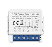 Kueohse Module de Commutation Intelligent Tuya Zigbee Zero Fire à Deux Voies, Prenant en Charge la Commande Vocale, pour L'Automatisation Résidentielle DIY à 3 Gangs.