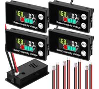 Kueohse Moniteur de Batterie Numérique 4 Pièces avec Affichage LCD pour Chariot de Golf 8-100v, Prend en Charge 12v 24v 36v 48v 60v 72v pour Bateau/Moto/Voiture.