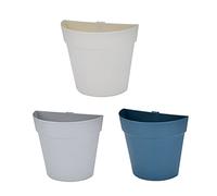 Kueohse Monté au Mur en Plastique en Pot Pot de Fleurs Pot de Fleurs Suspendu Semi-Circulaire Pot de Fleur DéCoration Murale 3Pcs