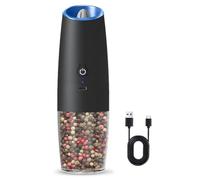 Kueohse Moulin à sel et poivre électrique rechargeable, moulin à sel et poivre électrique réglable, noir