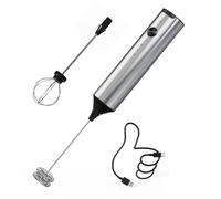 Kueohse Mousseur à Lait Électrique Rechargeable avec 3 Vitesses et Support, avec 2 Fouets en Acier Inoxydable pour Matcha