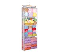 Kueohse Organisateur de Rangement en Transparent Zippé avec 4 Grandes Poches, Rangement Suspendu pour Les Amateurs de Crochet.