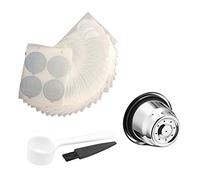 Kueohse Pack de 1 Capsules RéUtilisables avec 100 Couvercles en Aluminium - Dosettes de Café Rechargeables en Acier Inoxydable pour Machines