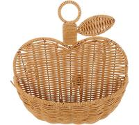 Kueohse Panier Mural en Rotin en Forme de Pomme, Panier en Osier Tissé à la Main pour Le Rangement des Fruits dans la Cuisine.
