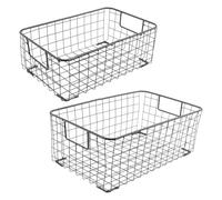 Kueohse Paniers de Rangement en de 2 PièCes avec PoignéEs, Bacs de Panier en MéTal pour, Bureau, PéPinièRe, Organisateur D'éTagèRes à Linge