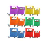 Kueohse Paquet de 12 Tableaux de Poche pour Dossier de Chaise, Pochettes pour Chaise pour Salles de Classe, Tableau de Poche pour Siège avec 3 Poches de Rangement Robustes