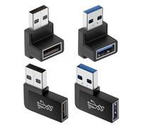Kueohse Paquet de 4 Adaptateurs USB 3.0, Angle Vertical Haut et Bas, Angle Horizontal Gauche et Droit, Connecteur D'Extension USB Mâle à