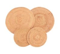 Kueohse Paquet de 4 sous-Verres en Rotin Tissé à la Main, Dessous de Plat Tissé pour Table pour Plats Chauds Assiettes Tasse, Support de Pot pour Table, Tapis RéSistants à la Chaleur