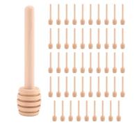 Kueohse Paquet de 50 Mini 3 Pouces Batonnets louche en Bois pour Miel, Emballage Individuel, Serveur pour Distributeur de Pots de Miel, Miel egoutte, Faveurs de Fete de Mariage