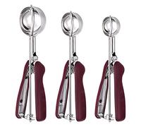 Kueohse Pelle à pour la Cuisson Lot de 3, CuillèRe à CrèMe GlacéE en Acier Inoxydable, CuillèRe à Pâte à, CuillèRe à Cupcake, CuillèRe à Boulettes de Viande