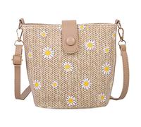 Kueohse Petit sac à main en paille tissée pour femme - Sac à bandoulière tendance - Sac à main méchante - Sac d'école - Kaki