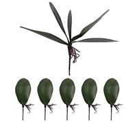 Kueohse Phalaenopsis Lot de 6 feuilles d'orchidées artificielles en latex Vert