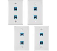 Kueohse Plaque Murale Ethernet 4 PièCes 2 Ports, Plaques Frontales de Coupleur RJ45 Cat6 à