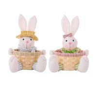 Kueohse Plat à Bonbons de Pâques, Panier de Pâques en Forme de Lapin, Panier de Rangement de Bonbons de Pâques, Boîte-Cadeau pour Décoration de Table, Cadeau de Pâques C