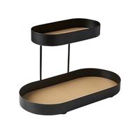 Kueohse Plateau de Parfum en Fer Noir en Cuir - Organisateur de Support de Parfum pour Commode, Double Support de Rangement de Parfum Cosmétique Noir et Facile à Installer