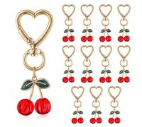 Kueohse Porte-Clés en Forme de Cerise, 12 Pièces, Charms pour à Main, Porte-Clés, Cadeaux pour Femmes, Mères, Accessoires pour Fêtes.