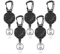 Kueohse Porte-Clés Rétractables, Enrouleur de Badge Robuste, Clip de Badge D'Identification Rétractable avec Boucle d'alpinisme Améliorée, 5 Pièces