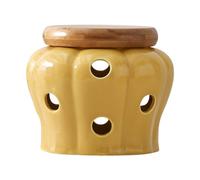 Kueohse Pot de Conservation à L'Ail en Céramique avec Couvercle, Tête D'Ail Creuse Ajourée, Gingembre, Piment, Pots de Conservation, Abat-Jour de Bougie