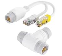 Kueohse pour Caméra de Sécurité IP Compatible avec Le Répartiteur POE 2 en 1, Connecteur de Câblage Réseau, Câble POE RJ45 à Trois Voies.