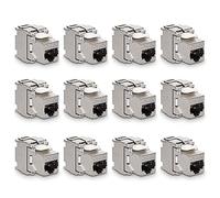 Kueohse Prises de Module - 12 PièCes CAT6A Blindé Jack RJ45 Cat 6A Module Ethernet 10 Gbit avec BoîTier en MéTal