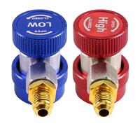 Kueohse R134A Convertisseur de Fluorure de Climatiseur de Voiture Adaptateur de Connecteur de Coupleur Outils de Réparation Automatique Réglables Bleu et Rouge